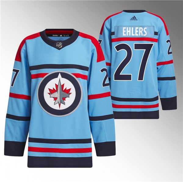 Men%27s Winnipeg Jets #27 Nikolaj Ehlers Light Blue Anniversary Primegreen Stitched Jersey Dzhi